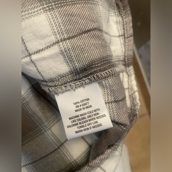 Arizona Jean Co Women’s 100% Cotton Flannel Cream and Grey XS. New w tag - Picture 5 of 7